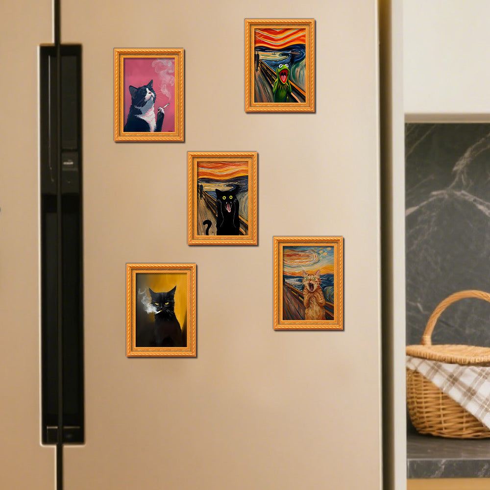 Wholesale Black Cat Series Magnetic Photo Frame Wooden Magnetic Fridge Magnet